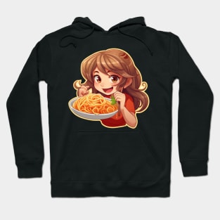 Cute Girl Eating Spaghetti Hoodie